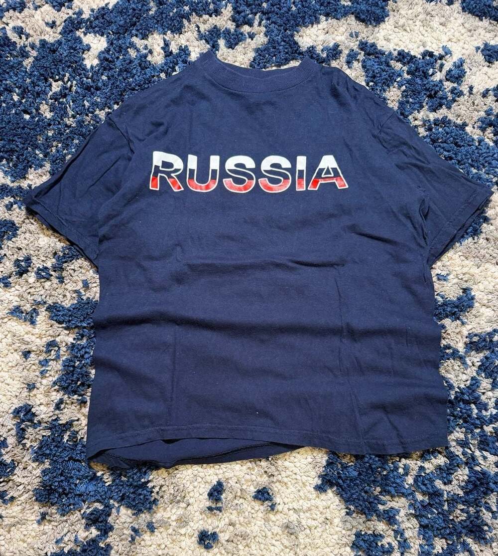 Dimple Russia Graphic T-Shirt Navy Blue Size Medium